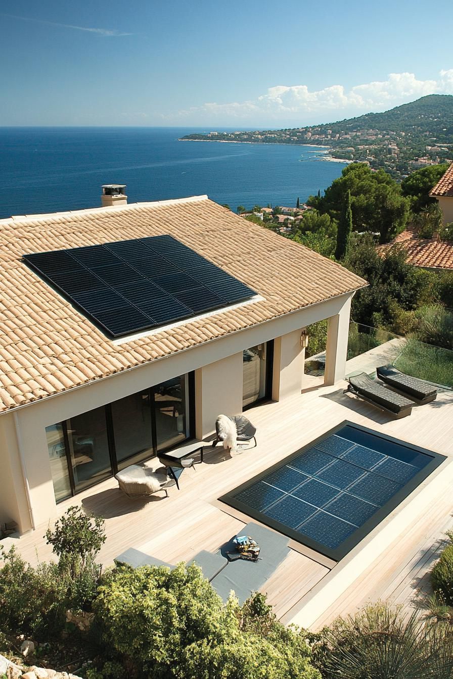 modern French house expansive roof terrace with solar panel stunning French Riviera views