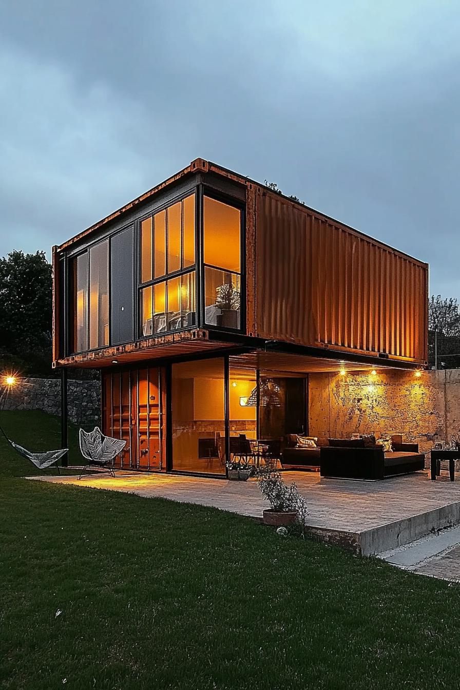 modern terrace shipping container house with metal cladding 2