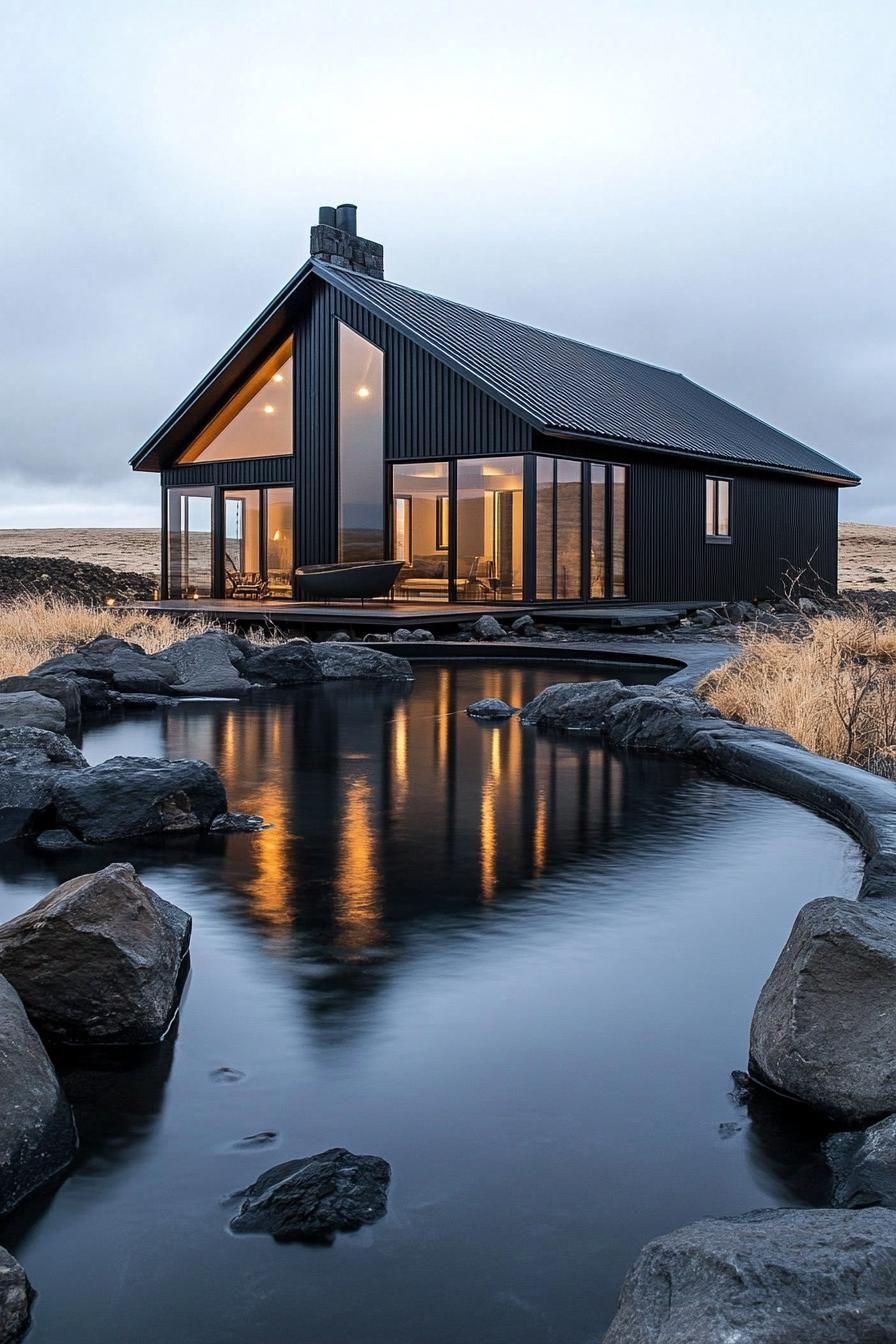 modern farmhouse in Iceland with thermal pond 2