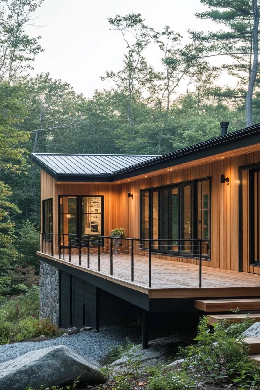modern house with natural cedar shiplap exterior and metal accents Scandinavian landscape 3