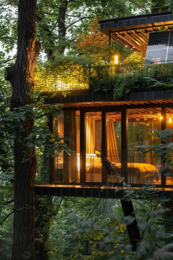 glass cabin with gardens