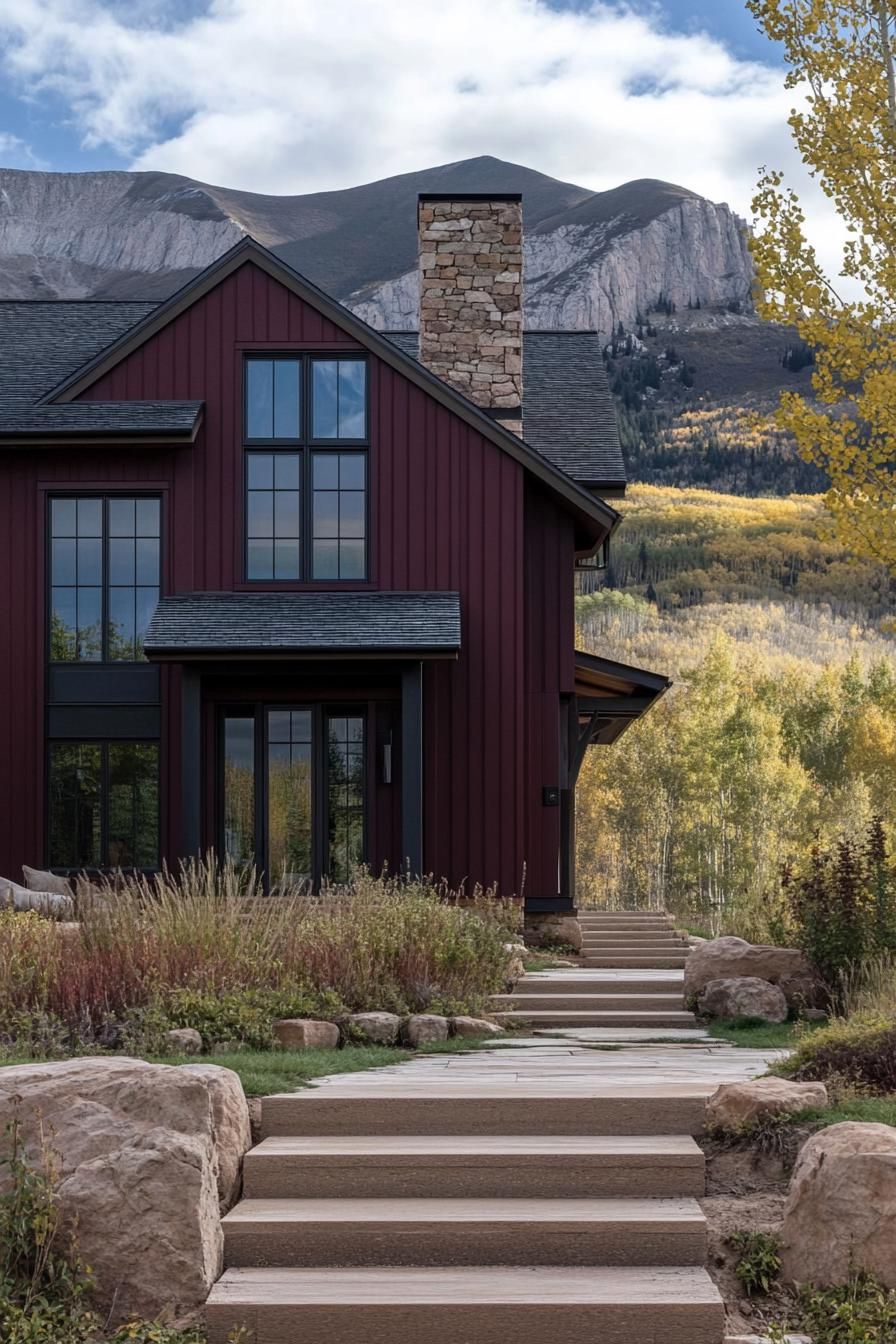 Crimson Cottage Among the Cliffs