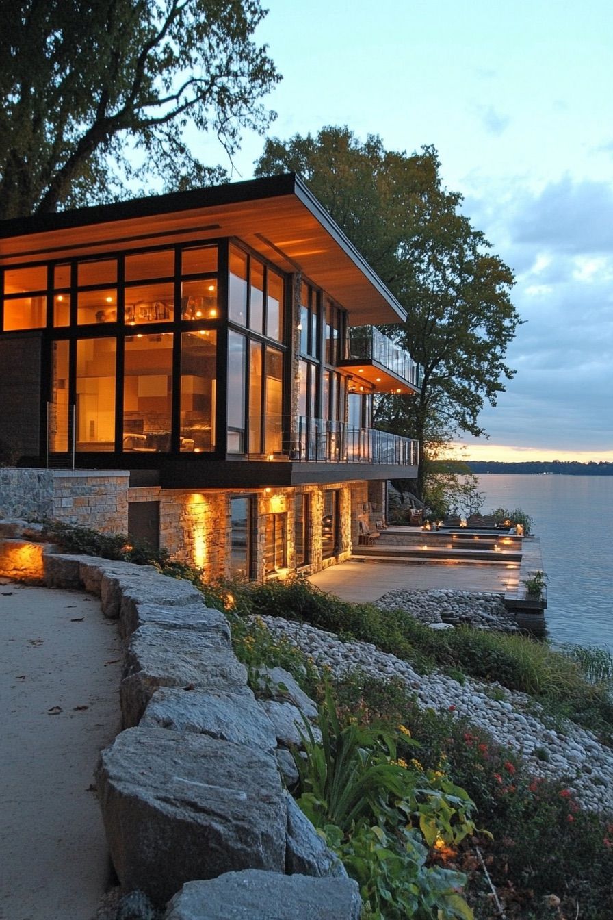 lakeside house panoramic windows 3