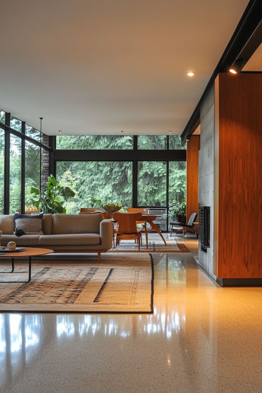 mid century modern house open floor 4