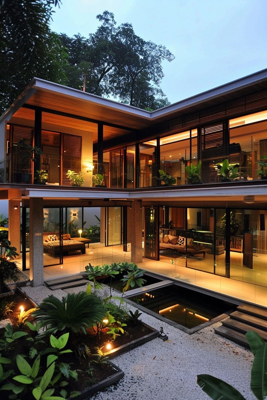 courtyard house two story rooms