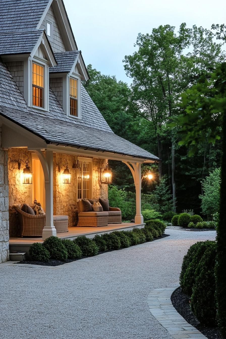 Modern Barn Lighting Paired With a Classic Front Porch