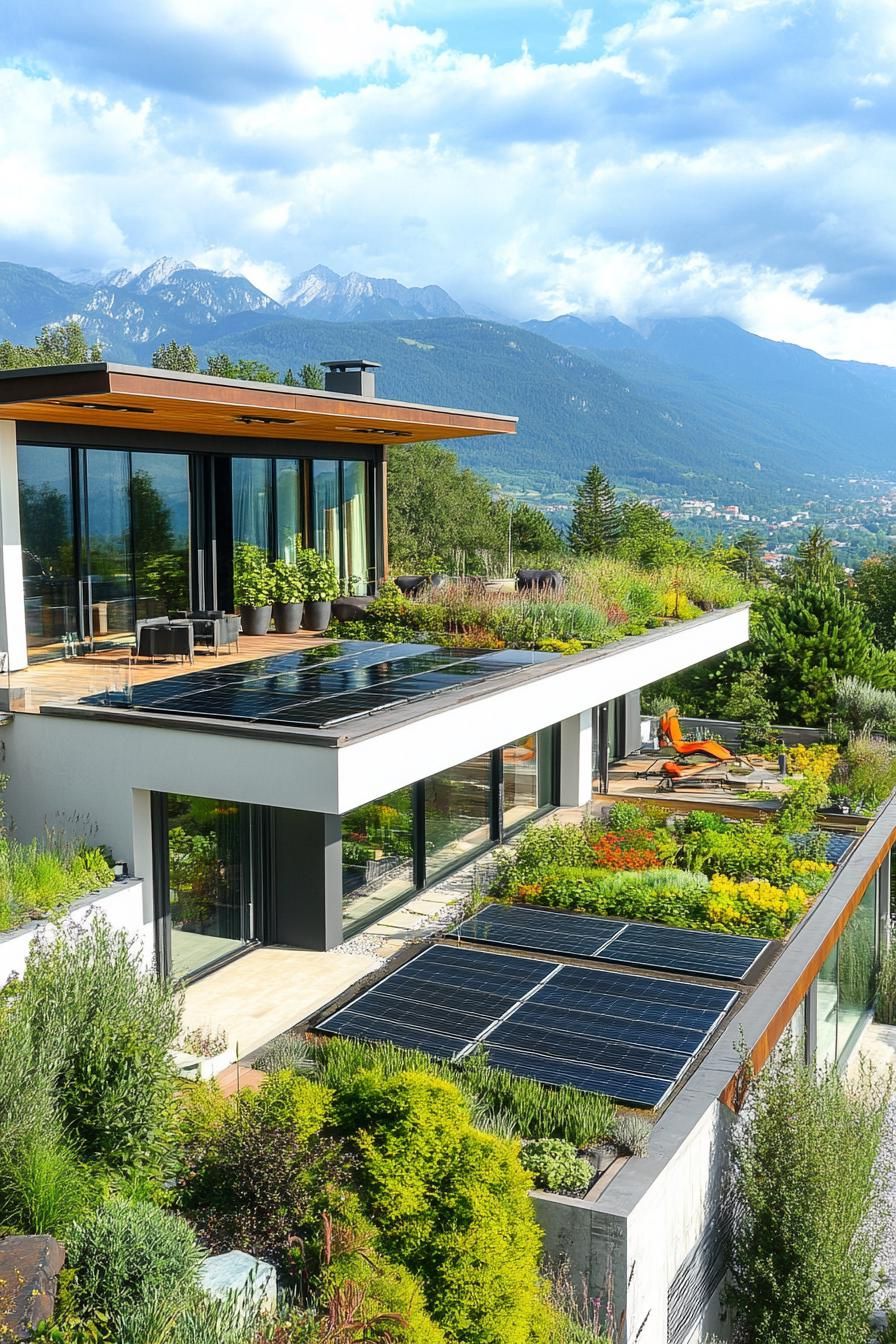Rooftop Garden With Solar Panels