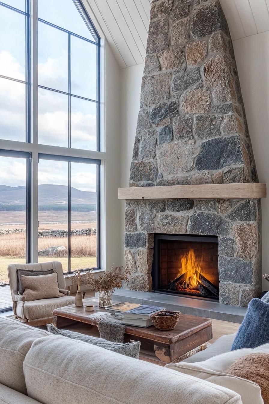 Vintage Fireplace With Modern Insert