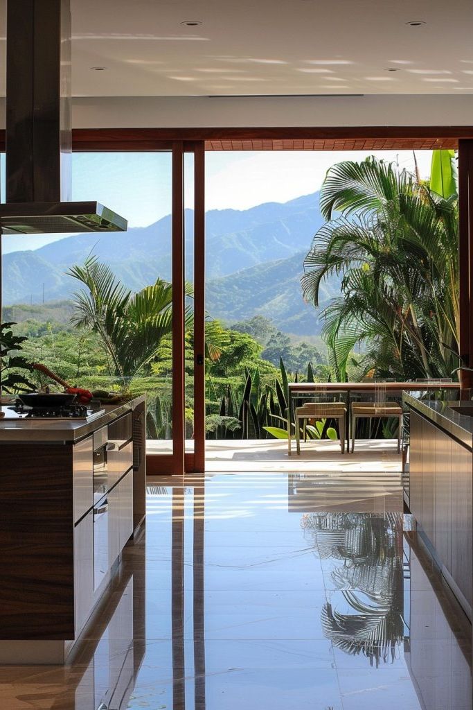 Outdoor Kitchen Extending From Indoor Space