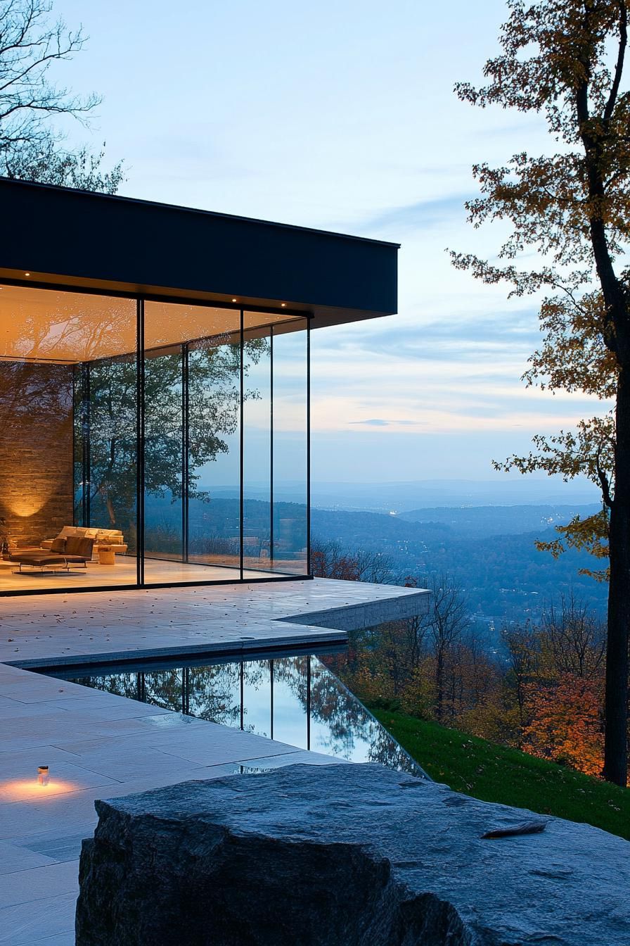 all glassed wall dream house with stunning tree line and valley views 2