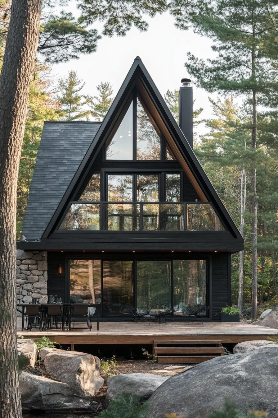 modern tiny a frame home on private lake peninsula 2