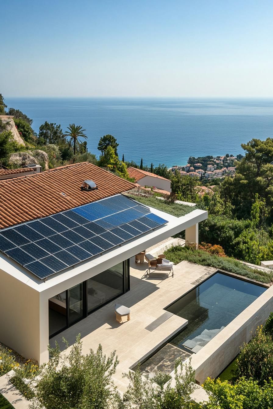 modern French house expansive roof terrace with solar panel stunning French Riviera views 3