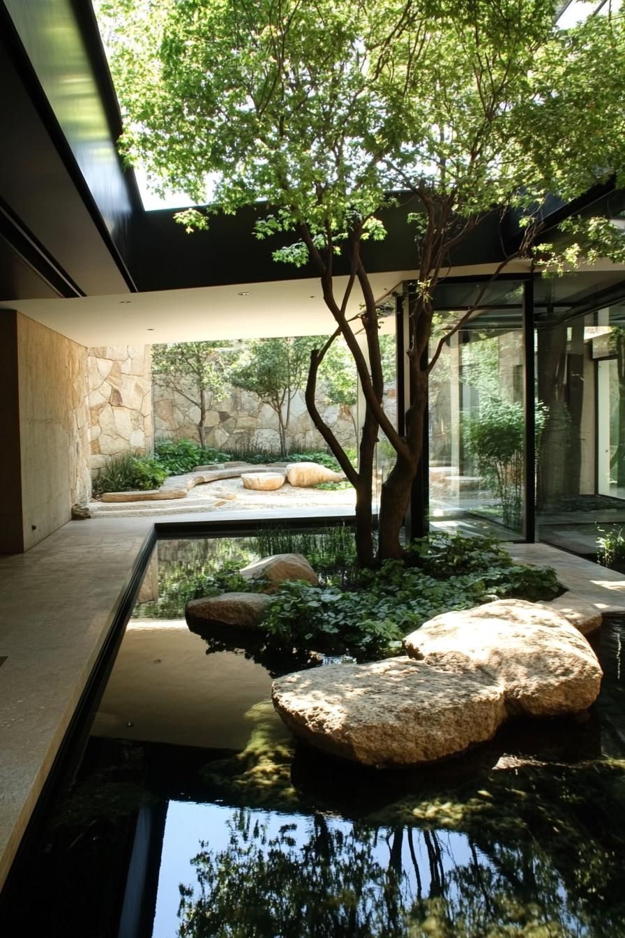 Tranquil Indoor Oasis With A Splash Of Nature