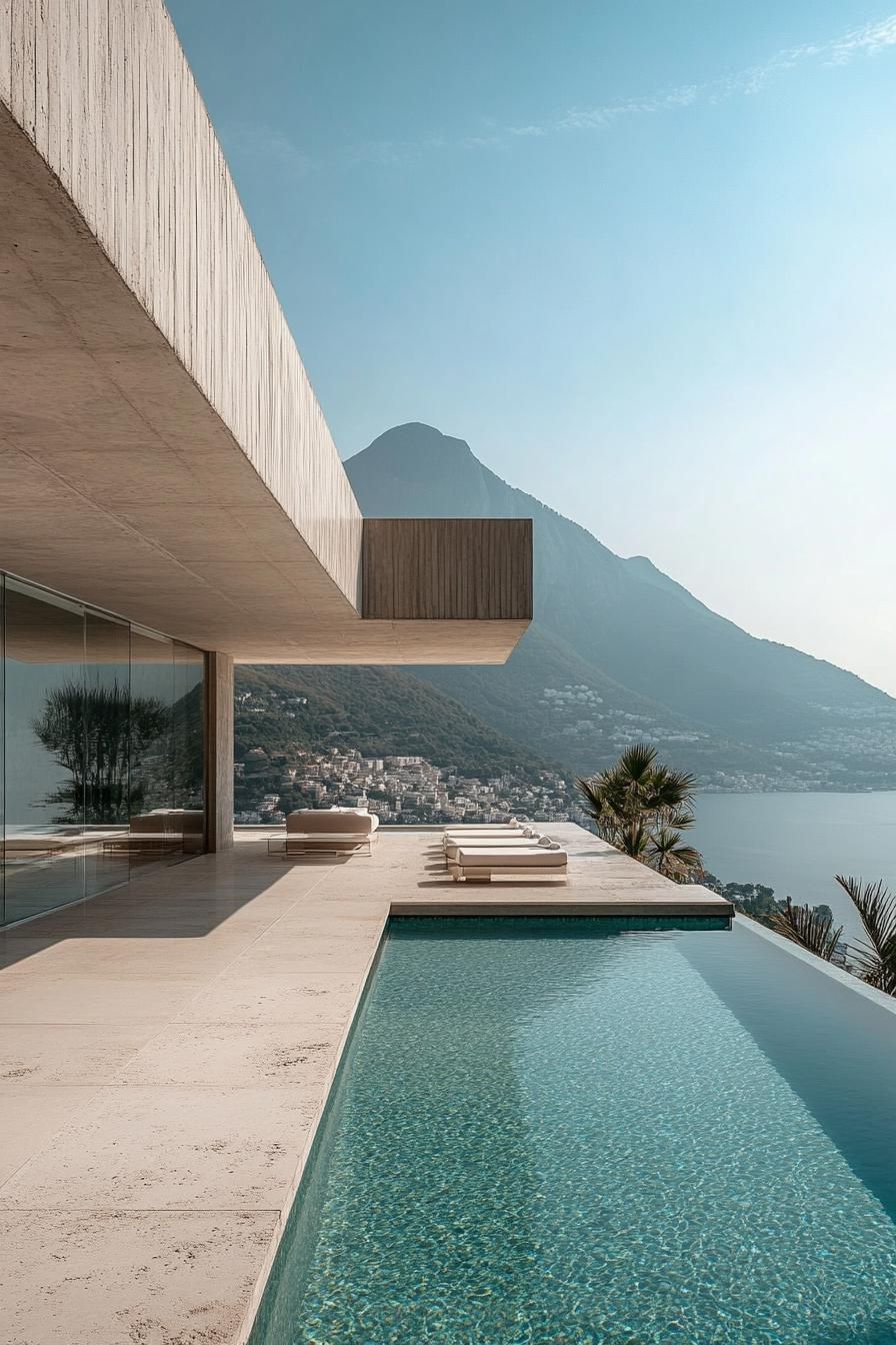 modern villa with outdoor pool extending indoors stunning mountain sea view 3