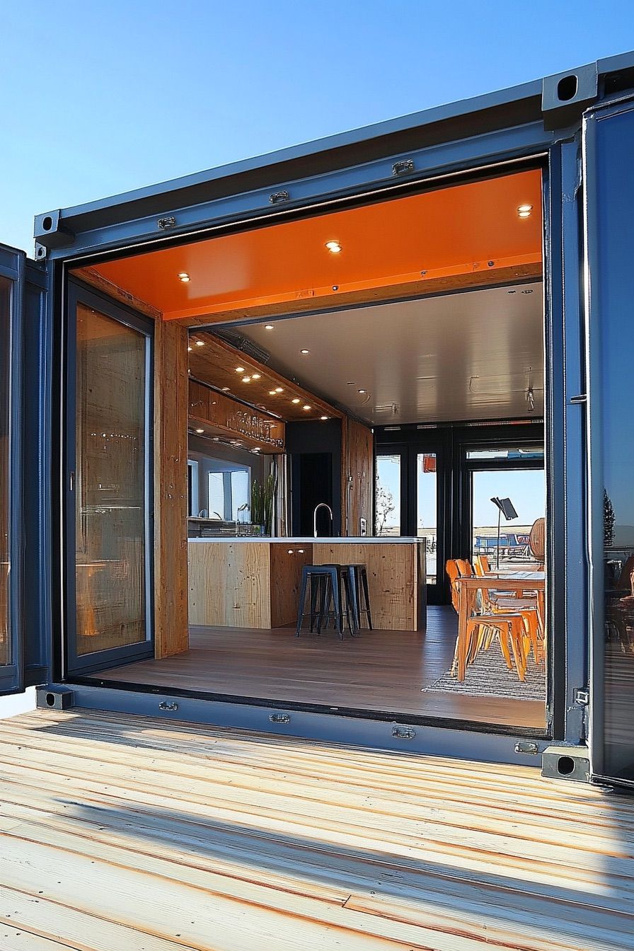 shipping container house with retractable walls 3
