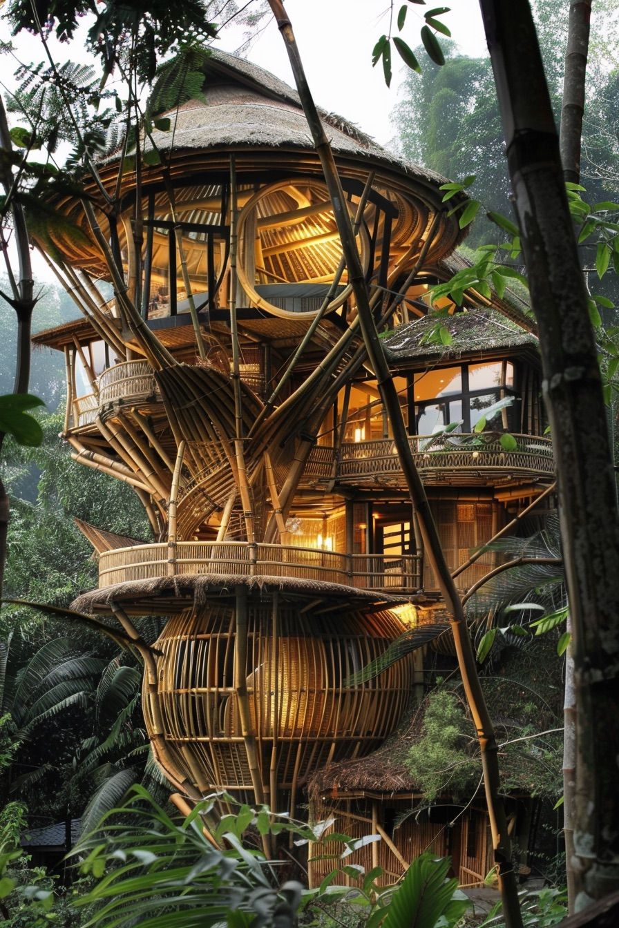unique tree bamboo cabins