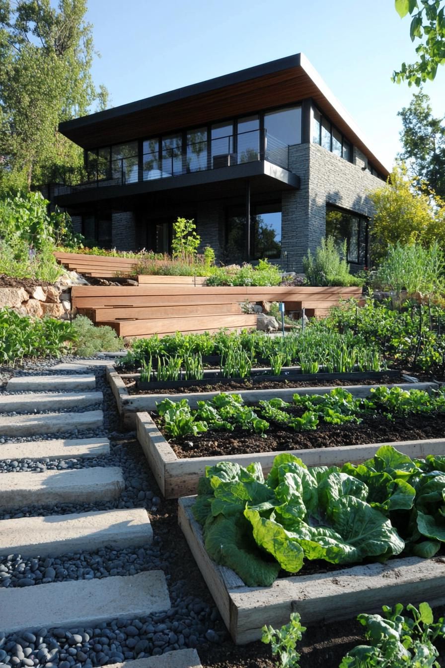 modern house sustainable edible garden with irrigation
