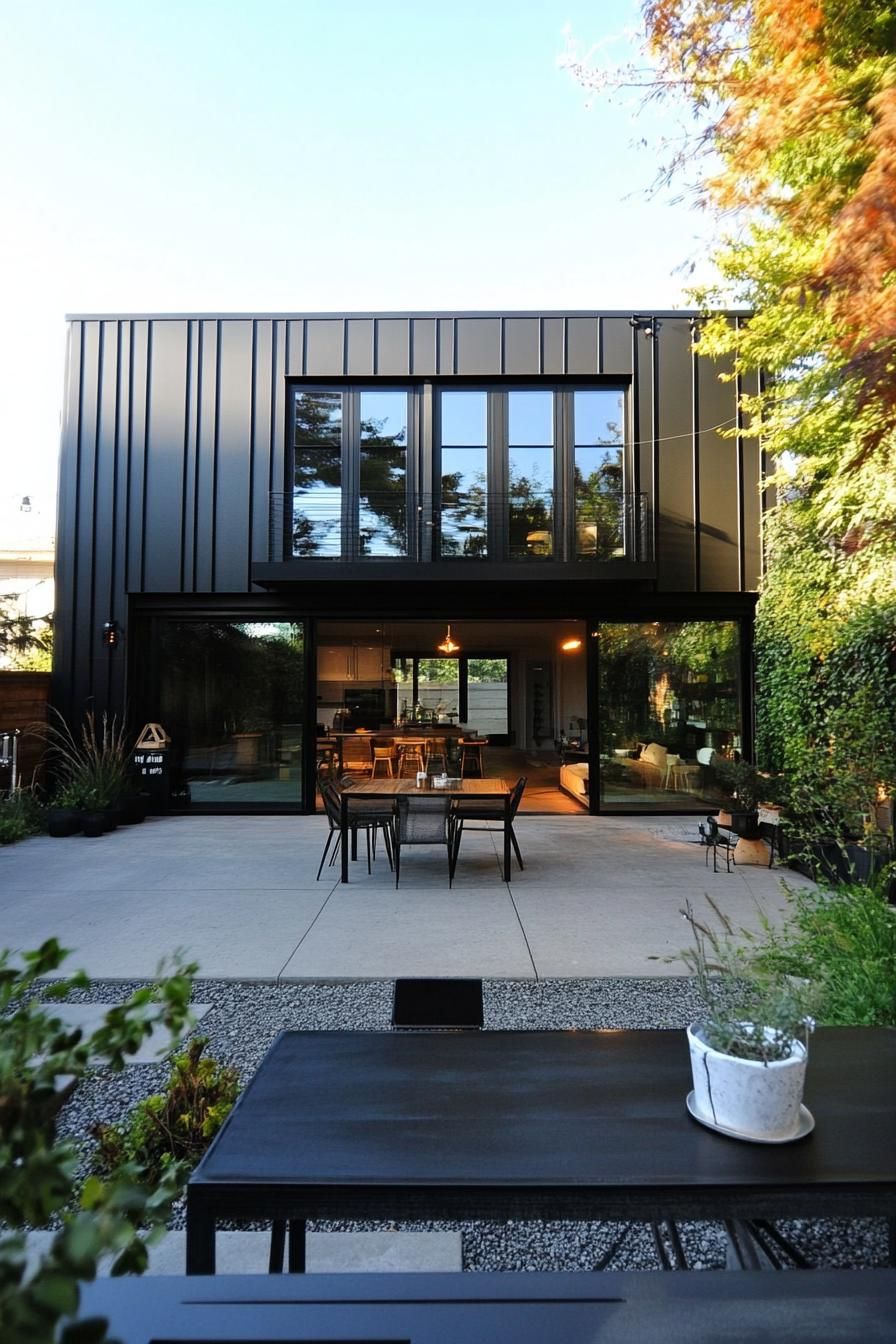 modern industrial house courtyard with minimalist outdoor furniture 3