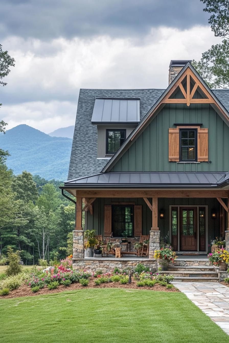 Moss Green With Black Metal Roofing