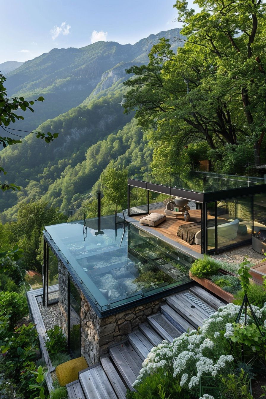 Glass Cabin With Retractable Roof