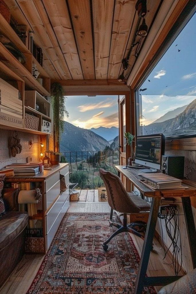 Tiny Home Office On Wheels Parked for Views