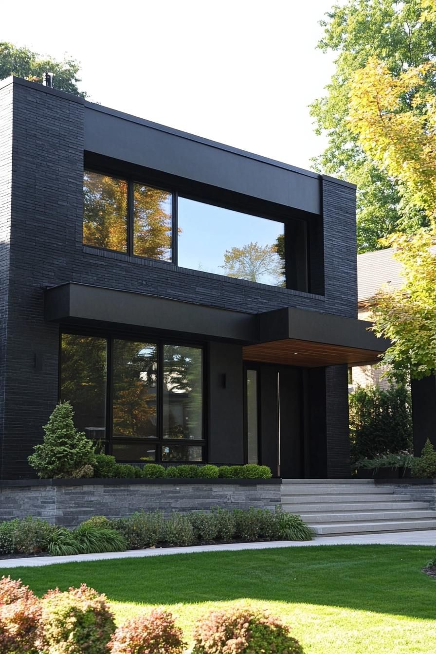 Sleek Black Stucco With Bold Architectural Curves