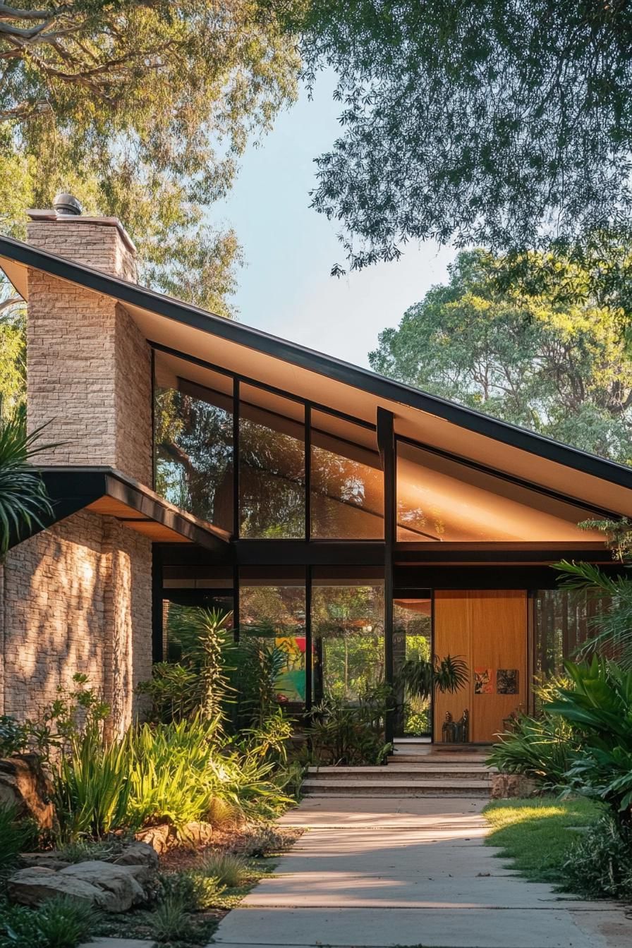 retro style modern house facade with shaggy roofline and deep eaves 3