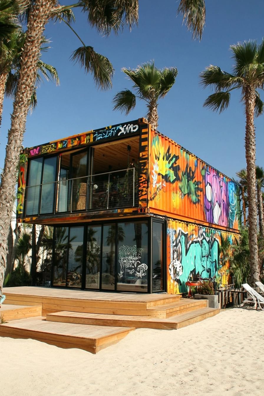 Recycled Shipping Containers With Graffiti Art