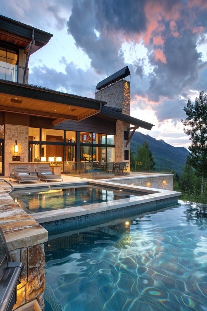 mountain home pools with features
