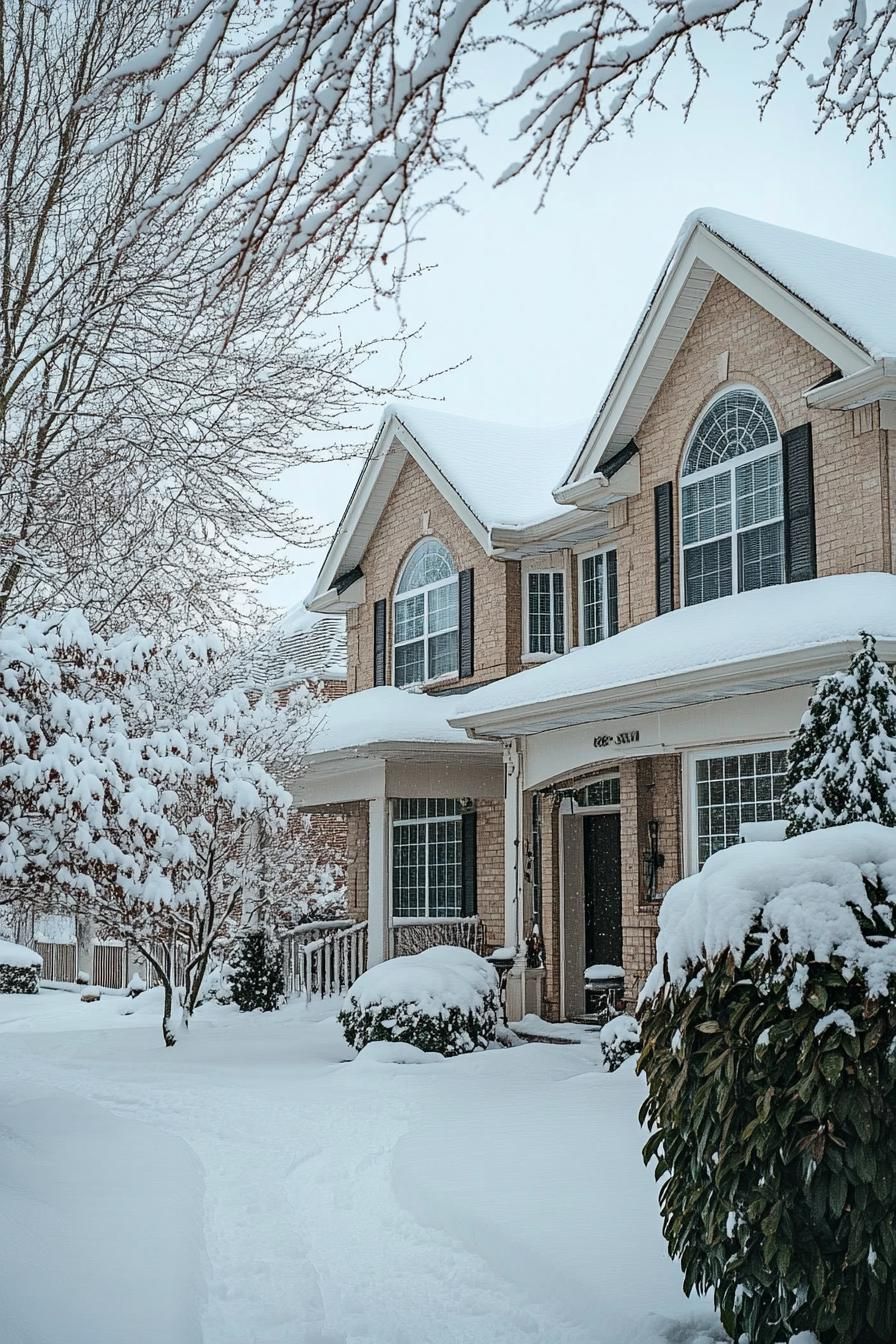 Snow-Covered Suburban Serenity