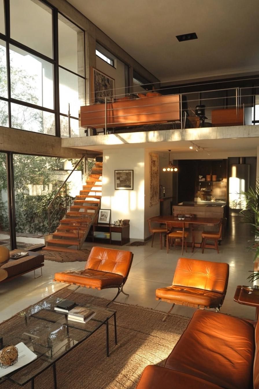 retro style modern house split level layout living