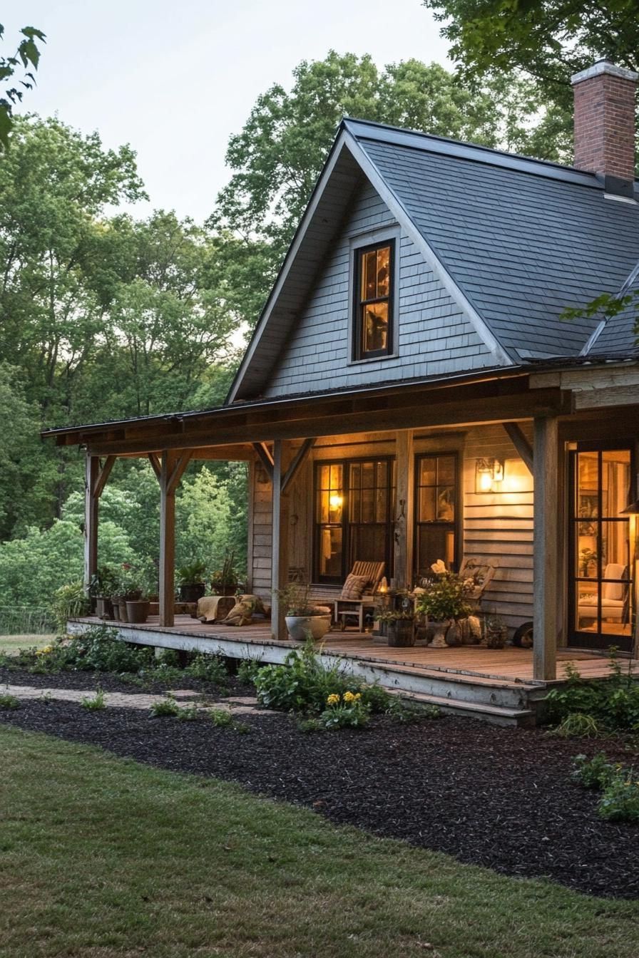 Charming Woodland Cottage at Dusk