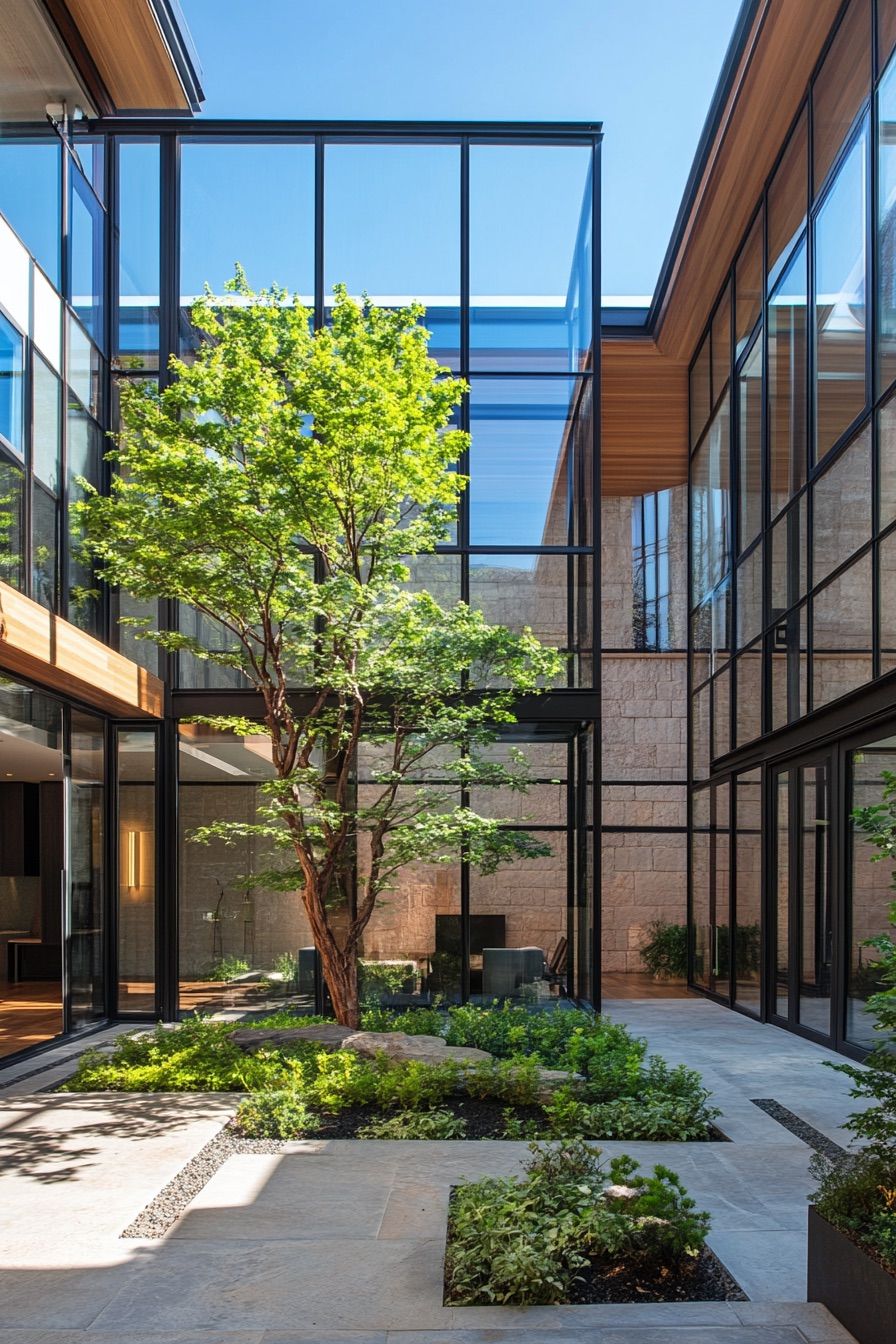 Glass-roofed Central Patio