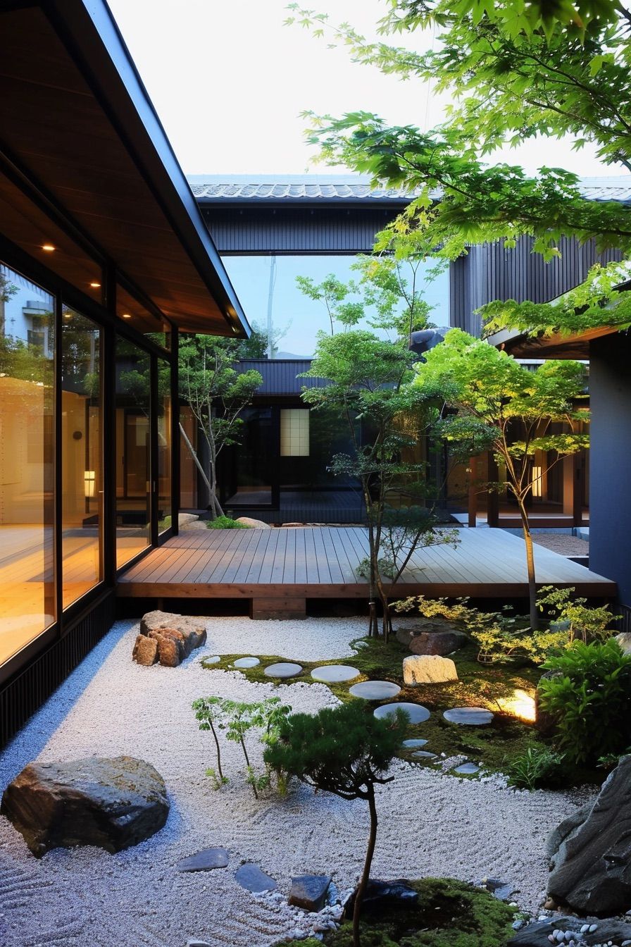 courtyard house zen garden stones