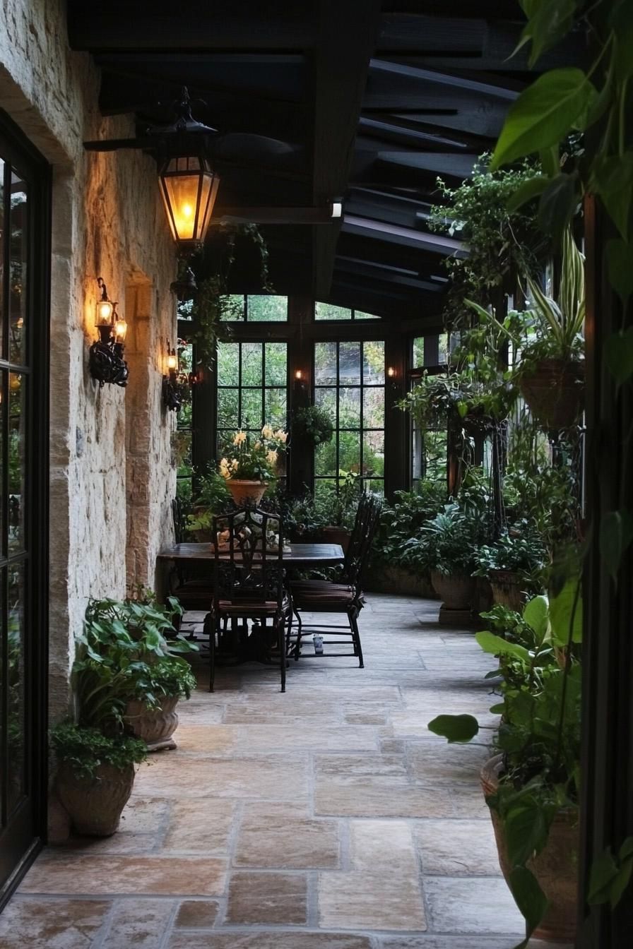 modern English cottage sunroom with indoor garden 2