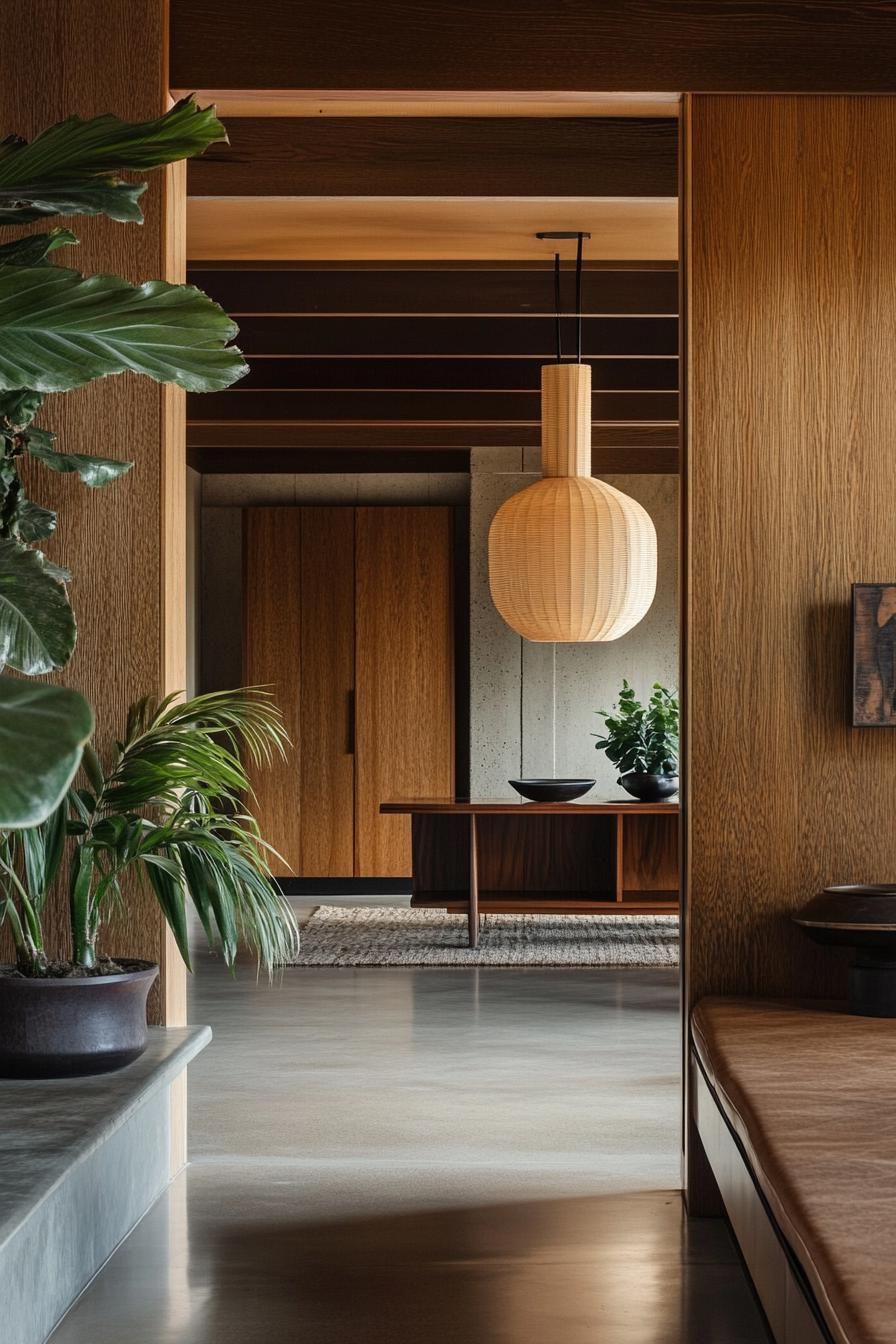 mid century modern zen style home in earthy tones