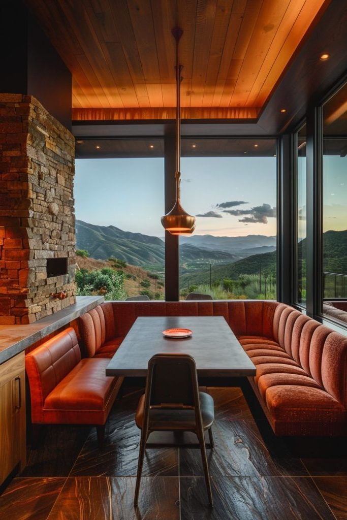Built-in Banquette Seating With Large Windows