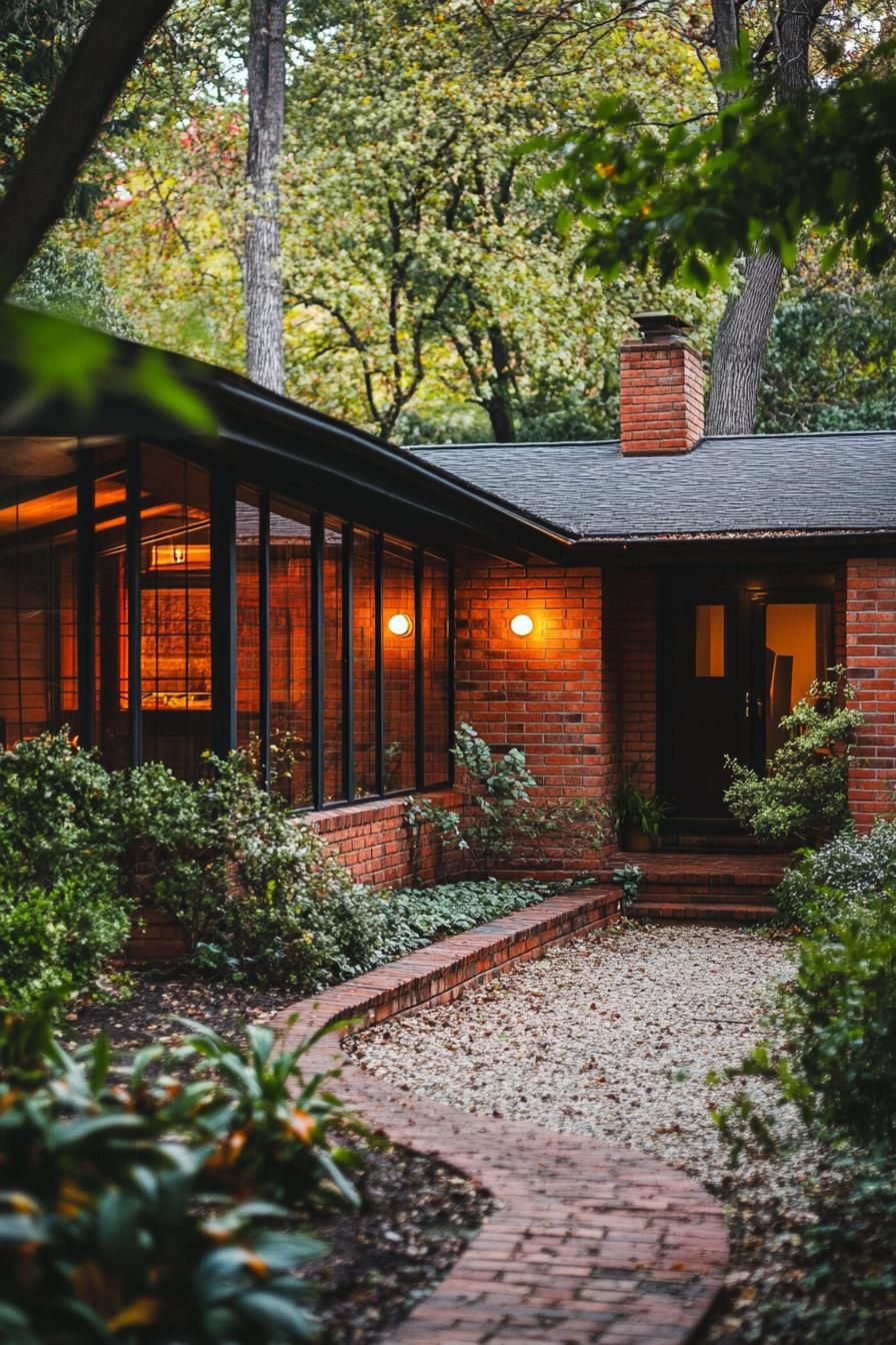 red brick ranch house