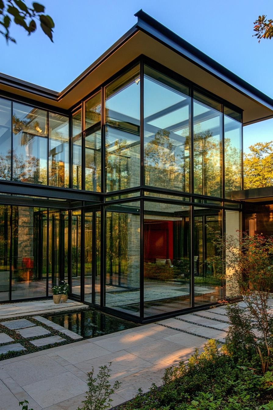 modern suburban mansion with glass atrium 2