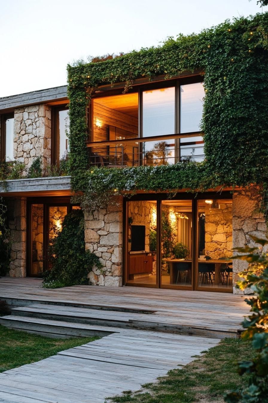 Reclaimed Wood Cabins Adorned With Climbing Ivy