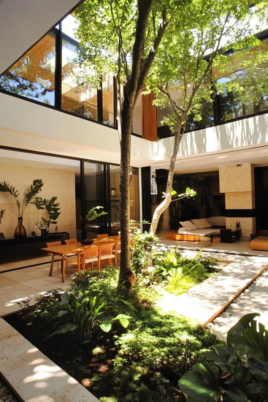 modern house patio garden connected to indoor atrium 3
