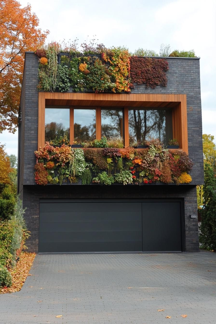 modern house garage with vertical garden facade stunning fall countryside views