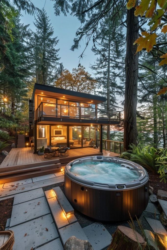 cabin with hot tub