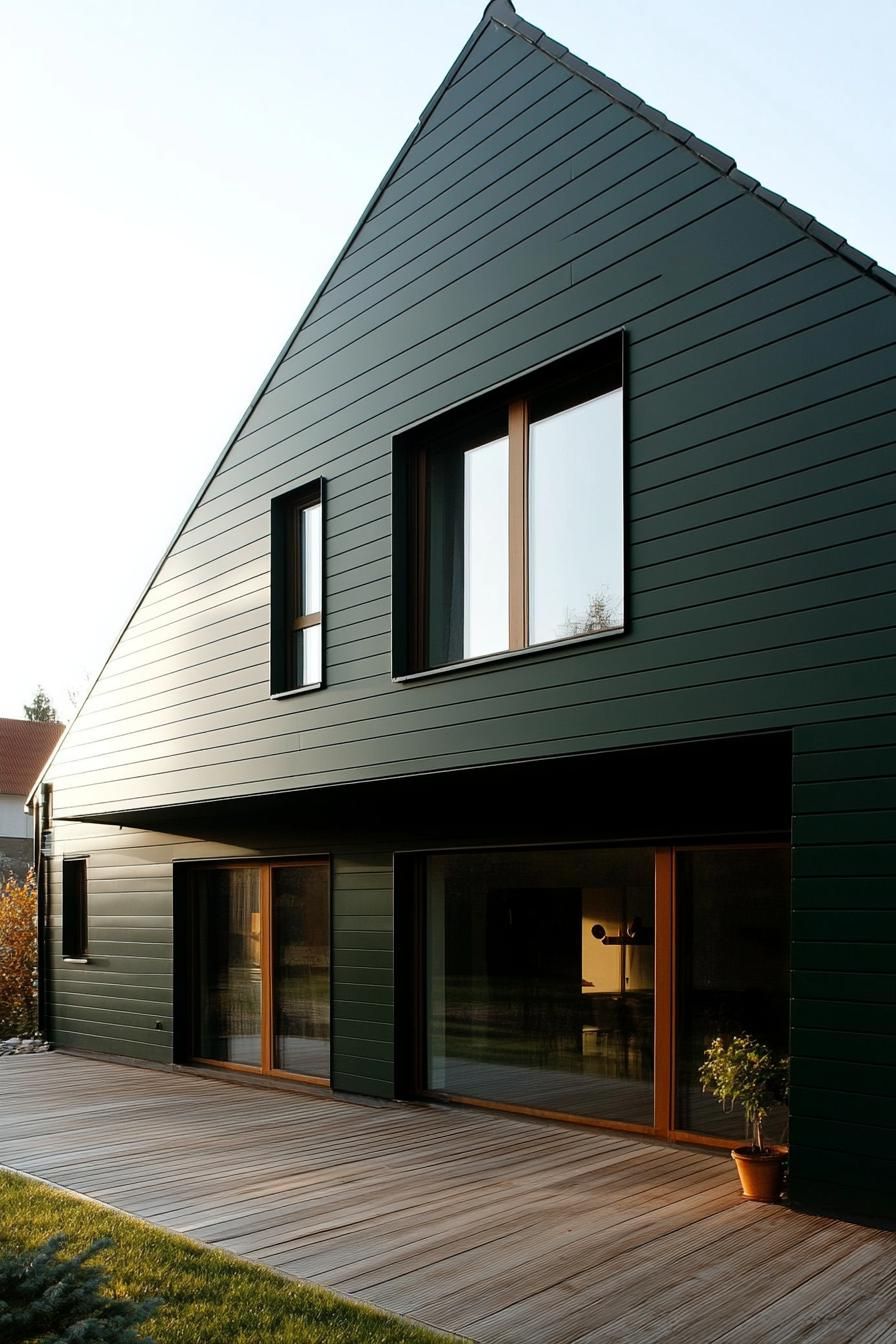 modern rainwater harvest house design with dark green cladding 3