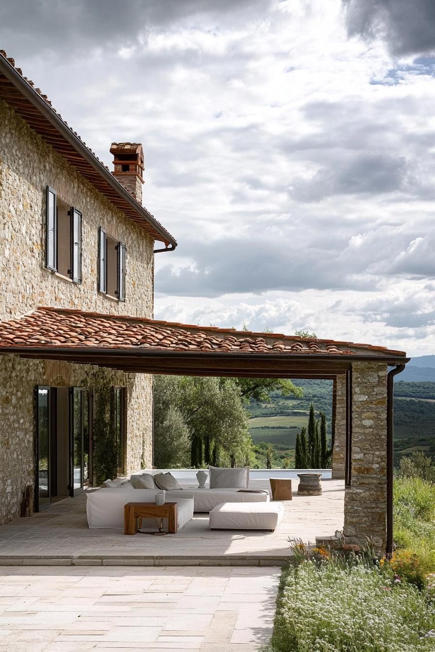 modern stone villa with terracotta roof in Tuscany 2