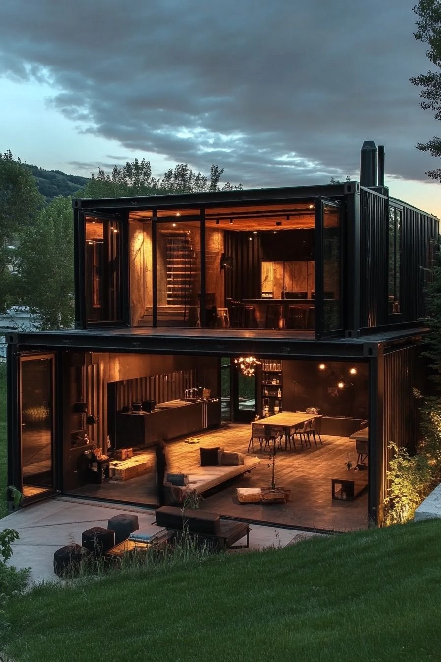 shipping container house with retractable walls 2
