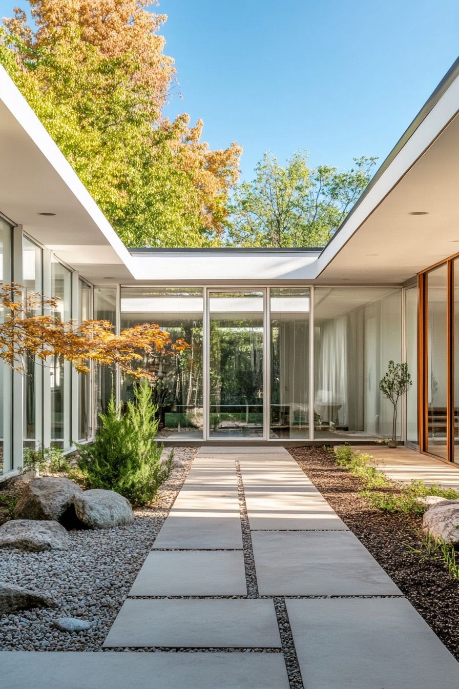 mid century modern house courtyard 3