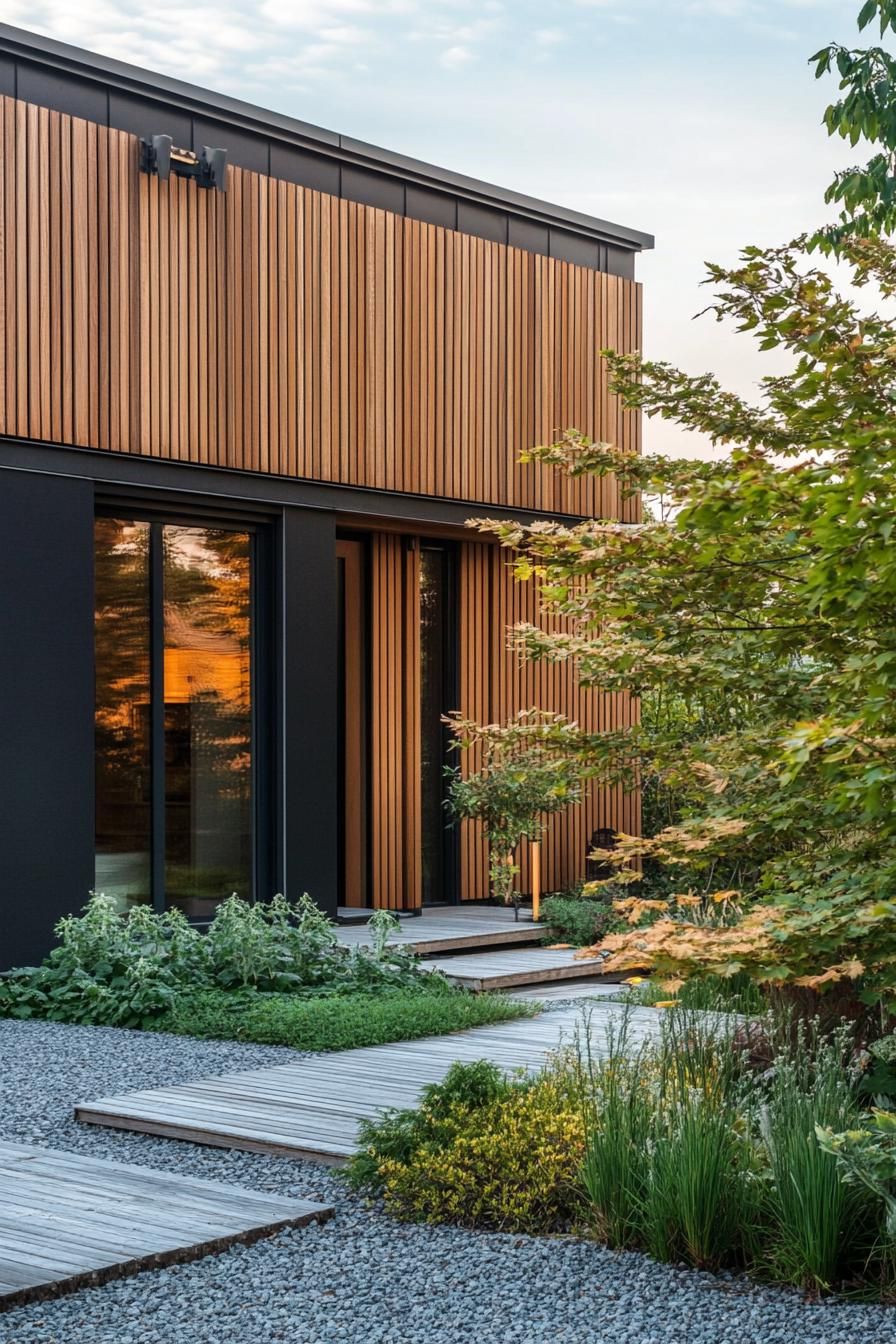 Minimalistic Wooden Façade With Vertical Slats