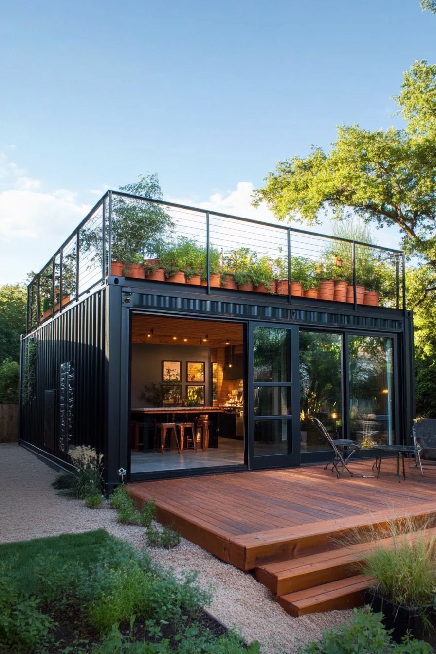 shipping container house rooftop garden 2