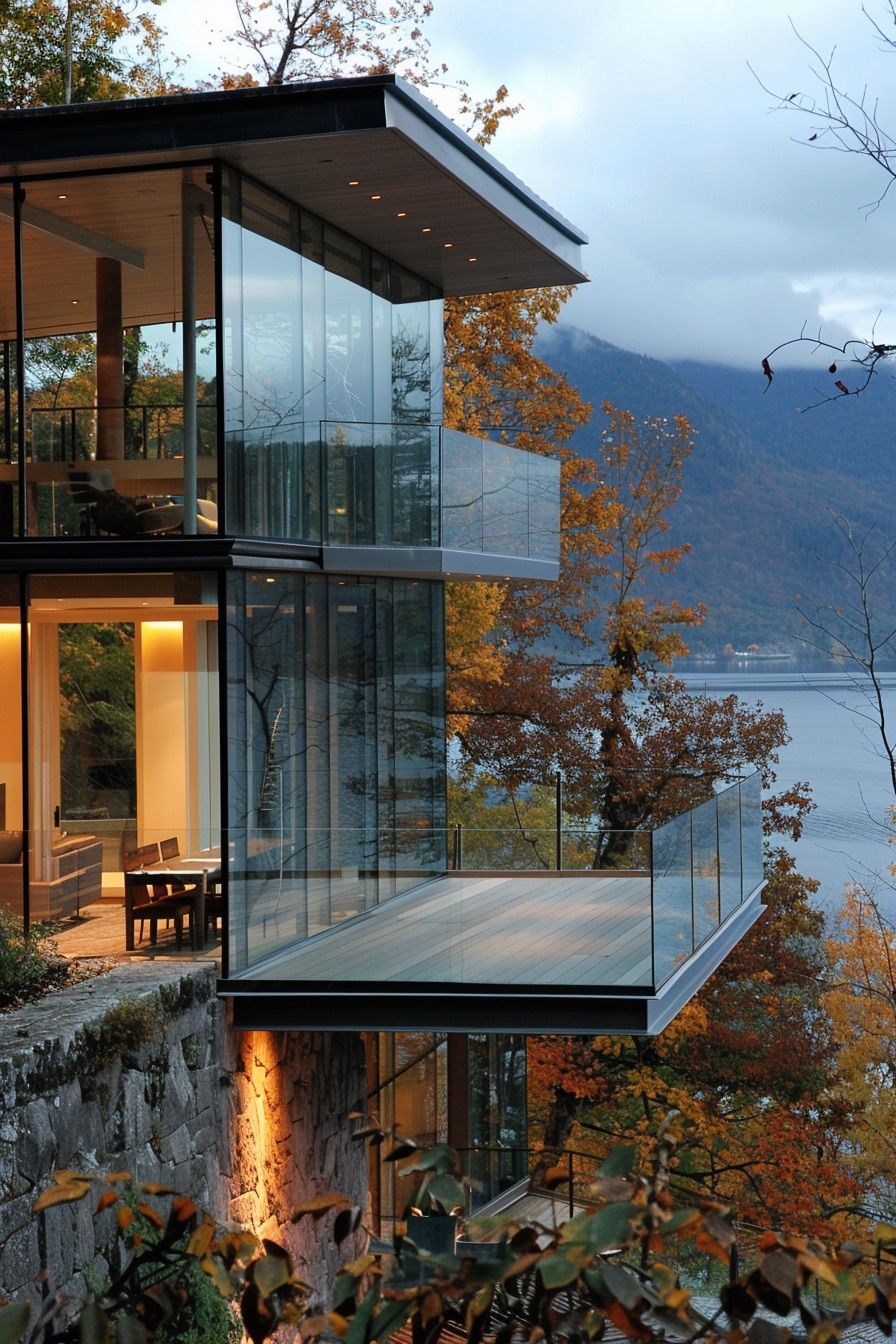 Multi-Level Terraced Glass Cabin